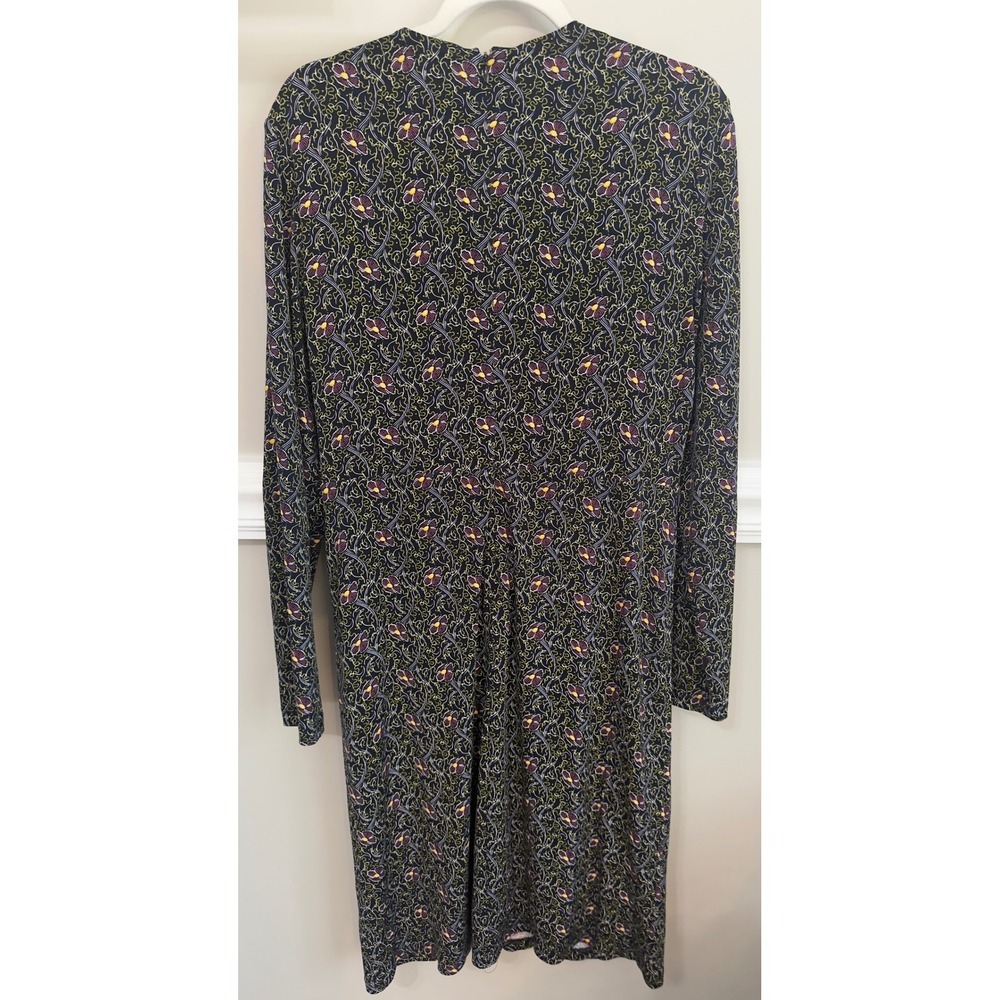 Brooks Brothers Womens Floral Faux Wrap Ruched Sheath Dress Navy Purple Large - Picture 7 of 8